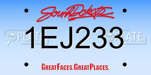 1EJ233 South Dakota License Plate