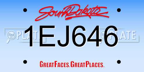 1EJ646 South Dakota License Plate