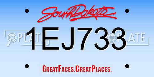 1EJ733 South Dakota License Plate
