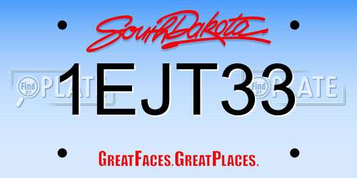 1EJT33 South Dakota License Plate