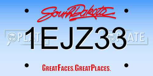 1EJZ33 South Dakota License Plate