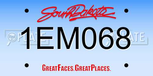 1EM068 South Dakota License Plate