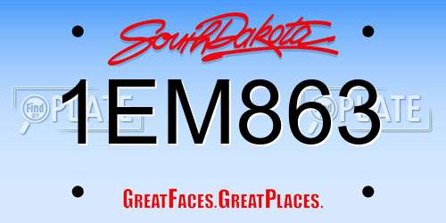 1EM863 South Dakota License Plate