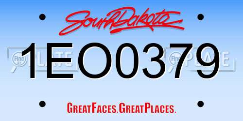 1EO0379 South Dakota License Plate