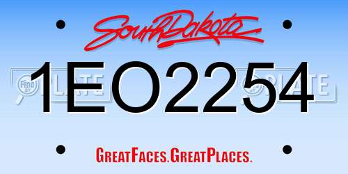 1EO2254 South Dakota License Plate