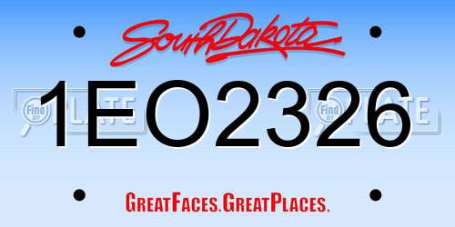 1EO2326 South Dakota License Plate