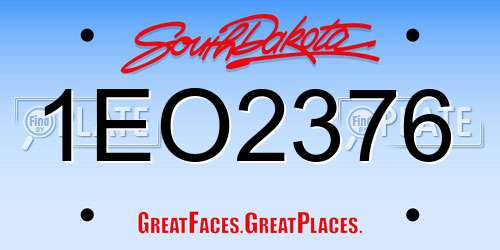 1EO2376 South Dakota License Plate