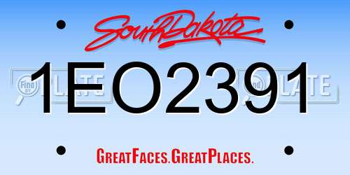 1EO2391 South Dakota License Plate