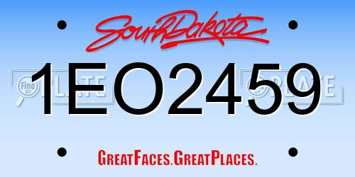 1EO2459 South Dakota License Plate
