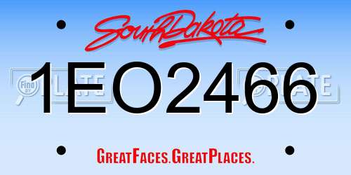 1EO2466 South Dakota License Plate