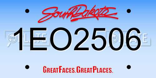 1EO2506 South Dakota License Plate
