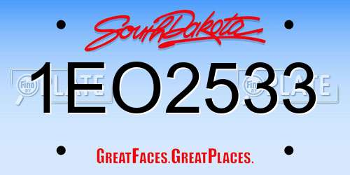 1EO2533 South Dakota License Plate