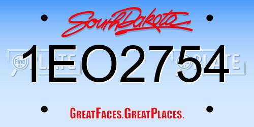 1EO2754 South Dakota License Plate