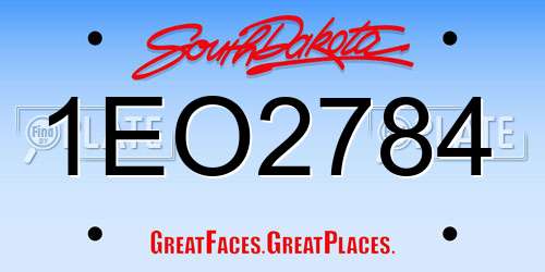 1EO2784 South Dakota License Plate