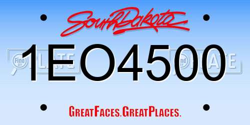 1EO4500 South Dakota License Plate