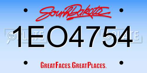 1EO4754 South Dakota License Plate