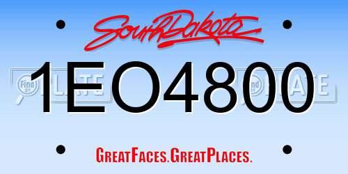 1EO4800 South Dakota License Plate