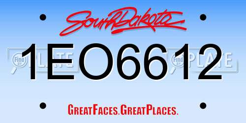 1EO6612 South Dakota License Plate