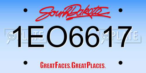 1EO6617 South Dakota License Plate