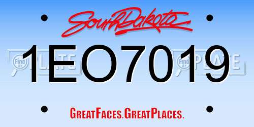 1EO7019 South Dakota License Plate