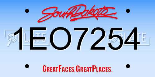 1EO7254 South Dakota License Plate