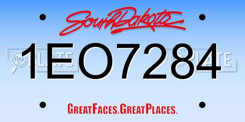 1EO7284 South Dakota License Plate