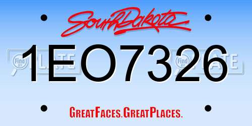 1EO7326 South Dakota License Plate