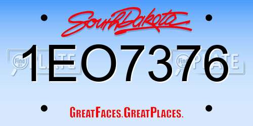 1EO7376 South Dakota License Plate