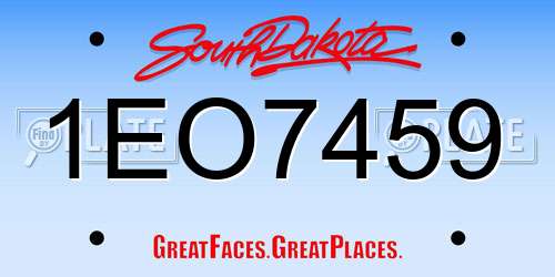 1EO7459 South Dakota License Plate