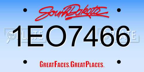 1EO7466 South Dakota License Plate