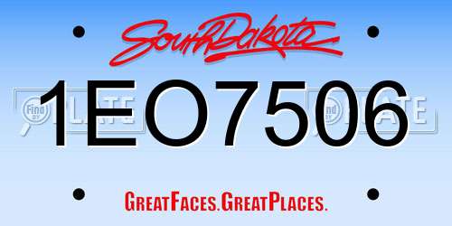 1EO7506 South Dakota License Plate