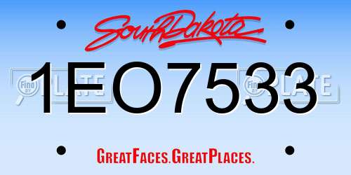 1EO7533 South Dakota License Plate