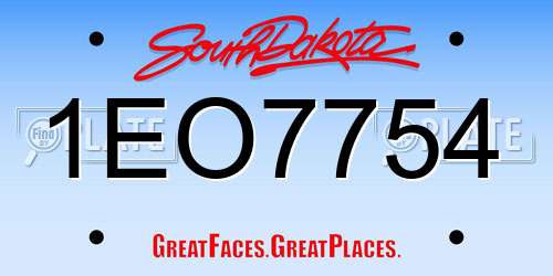 1EO7754 South Dakota License Plate