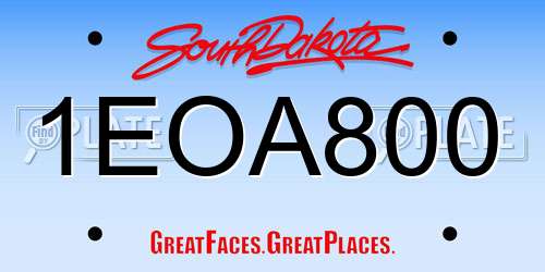 1EOA800 South Dakota License Plate