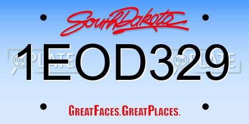 1EOD329 South Dakota License Plate
