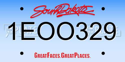 1EOO329 South Dakota License Plate