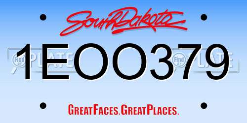 1EOO379 South Dakota License Plate