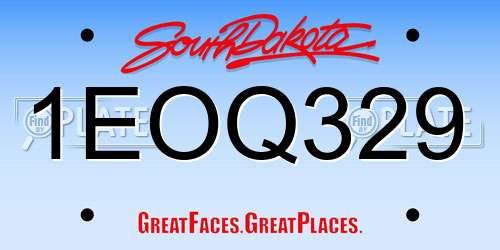 1EOQ329 South Dakota License Plate