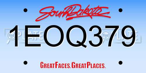 1EOQ379 South Dakota License Plate