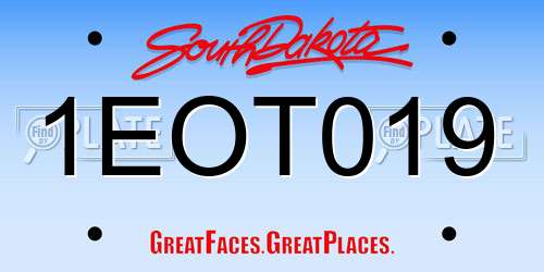 1EOT019 South Dakota License Plate