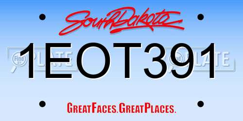 1EOT391 South Dakota License Plate