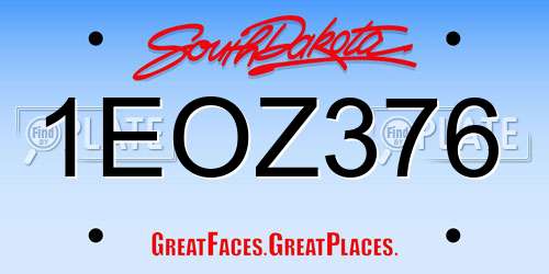 1EOZ376 South Dakota License Plate