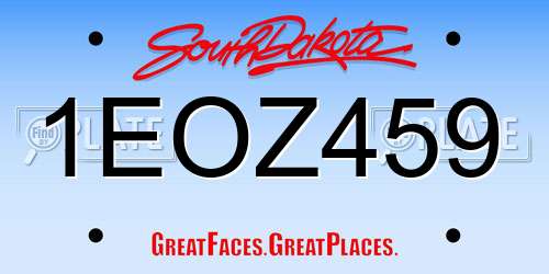 1EOZ459 South Dakota License Plate