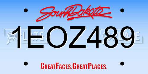 1EOZ489 South Dakota License Plate