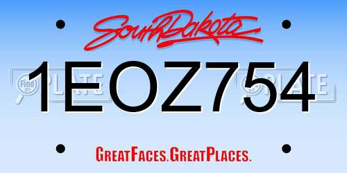 1EOZ754 South Dakota License Plate