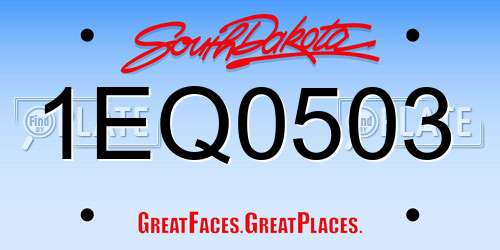 1EQ0503 South Dakota License Plate