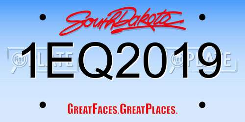 1EQ2019 South Dakota License Plate