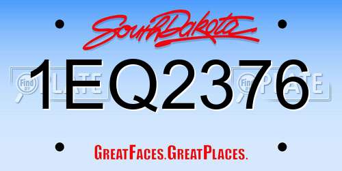 1EQ2376 South Dakota License Plate