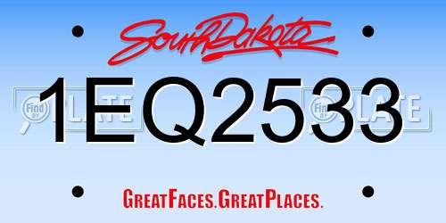 1EQ2533 South Dakota License Plate