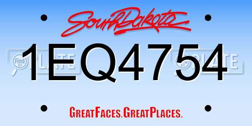1EQ4754 South Dakota License Plate